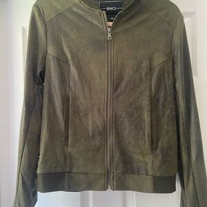 BNCI Olive Suede-Effect Bomber Jacket